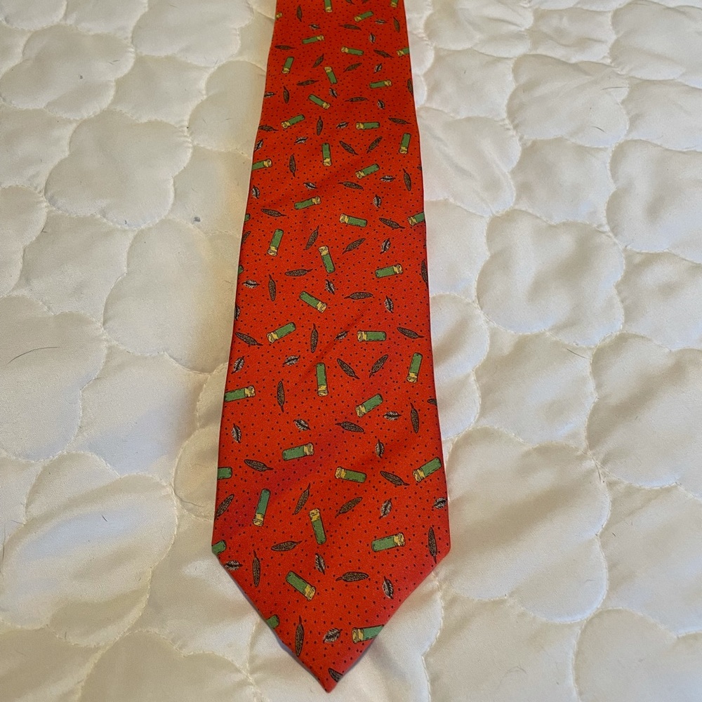 Orange Peter Blair Shotgun Shells & Feathers Tie